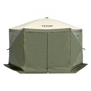 Tenda Gazebo Pieghevole, Tenda a Schermo Pieghevole a 6 Lati, Rifugio Solare con 6 Tende di Privacy Rimovibili e Finestre a Maglia, Tenda a Schermo da 12x12FT di Configurazione Rapida con...
