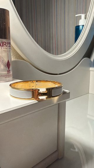 Pulsera Hermès H D'Ancre Oro y Gris