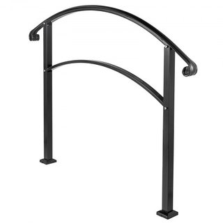 Pasamanos para Escaleras Exteriores, Se Adapta a 1 o 5 Escalones, Barandilla de Escalera Exterior de Hierro Forjado Negro, Barandilla Flexible para Porche Frontal, Pasamanos Transicional para Esca...