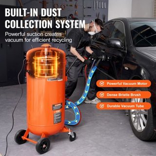 Arenadora de Vacío de 28 Galones, Arenadora Sin Polvo con Sistema de Vacío Integrado de 1200W para Control de Polvo y Reciclaje de Abrasivos, Máquina de Chorro Abrasivo Pesada de 60-110 PSI