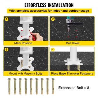 Kit de Barandilla para Escaleras, Pasamanos de 152.4 cm para Exteriores de 0-5 Escalones, Barandilla de Escalera de Aluminio Blanca de Ángulo Ajustable, Escaleras Interiores y Exteriores para Pers...