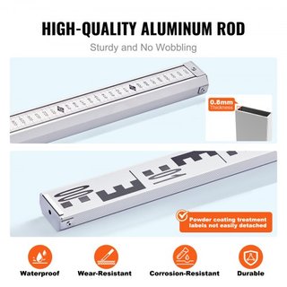 Varilla de Grado de Aluminio, Varilla de Medición Telescópica Métrica de 5M, Varilla de Nivelación de Escala Doble Cara en CM/MM, Varilla de Encuesta de Aleación de Aluminio con Nivel de Burbuja y...