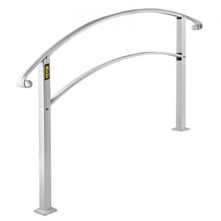 Pasamanos para Escaleras Exteriores, Se Adapta a 1 o 3 Escalones, Barandilla de Hierro Forjado Blanca, Barandilla Flexible para Porche Frontal, Pasamanos Transicional para Escaleras de Concreto o ...
