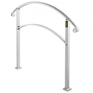 Pasamanos para Escaleras Exteriores, Se Adapta a 1 o 3 Escalones, Barandilla de Hierro Forjado Blanca, Barandilla Flexible para Porche Frontal, Pasamanos Transicional para Escaleras de Concreto o ...