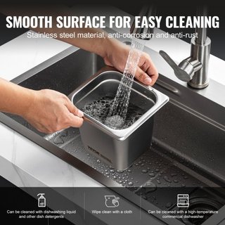 6 Paquete de Sartenes de Hotel, Sartén de Vapor Anti-Jam de Tamaño 1/6, Sartén de Mesa de Acero Inoxidable de 0.8 mm para Restaurante, Sartén de Mesa Comercial de 6 Pulgadas de Profundidad, Sartén...
