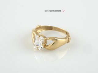 anillo oro 18k con piedra con circonita t. 15,5 (17,68 mm)