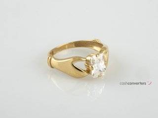 anillo oro 18k con piedra con circonita t. 15,5 (17,68 mm)