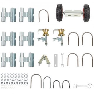 Kit de Puerta Corrediza de Cadena de Malla Galvanizada de Acero, Soporte Universal de 6 Pulgadas, Kit de Hardware para Puerta Corrediza de Cadena con 2 Ruedas de Caucho Sólido