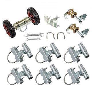 Kit de Puerta Corrediza de Cadena de Malla Galvanizada de Acero, Soporte Universal de 6 Pulgadas, Kit de Hardware para Puerta Corrediza de Cadena con 2 Ruedas de Caucho Sólido