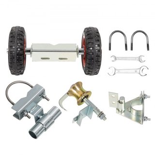 Kit de Puerta Corrediza de Cadena de Malla Galvanizada de Acero, Soporte Universal de 6 Pulgadas, Kit de Hardware para Puerta Corrediza de Cadena con 2 Ruedas de Caucho Sólido