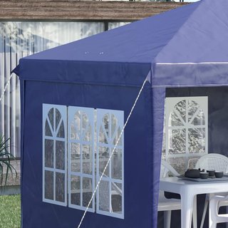 Gazebo 6X3 M regolabile in altezza, gazebo da giardino pieghevole con finestre, pareti rimovibili e borsa da trasporto, in acciaio e poliestere, blu
