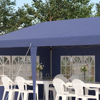 Gazebo 6X3 M regolabile in altezza, gazebo da giardino pieghevole con finestre, pareti rimovibili e borsa da trasporto, in acciaio e poliestere, blu