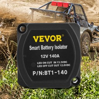 Kit de Relé de Carga Dividida, 2m 12V, Kit de Aislador de Doble Batería Automático con Relé de Sensado de Voltaje de 140AMP VSR, Compatible con RV, Marina, Coche, Vehículo, Camión, Caravana, Campe...
