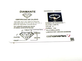 anillo plata 925mm con piedra con diamante de laboratorio