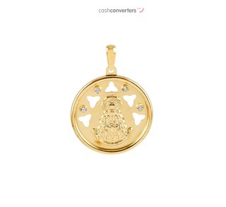 medalla oro 18k con piedra con circonita