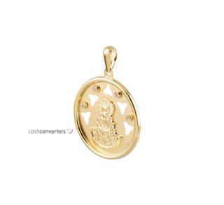 medalla oro 18k con piedra con circonita