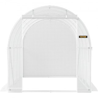Invernadero de túnel portátil, 457.2 x 198.12 x 213.4 cm Casa caliente para plantas con arcos de acero galvanizado, 1 viga superior, 2 postes diagonales, 2 puertas con cremallera y 8 ventanas enro...