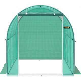 Invernadero de túnel portátil, 304.8 x 213.4 x 213.4 cm Casa caliente para plantas con arcos de acero galvanizado, 1 viga superior, postes diagonales, puerta con cremallera y 6 ventanas enrollable...