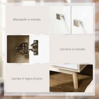 Armadio in legno a 2 ante con 4 scomparti, 2 cassetti e appendiabiti, colore legno e bianco, 90X50X190cm