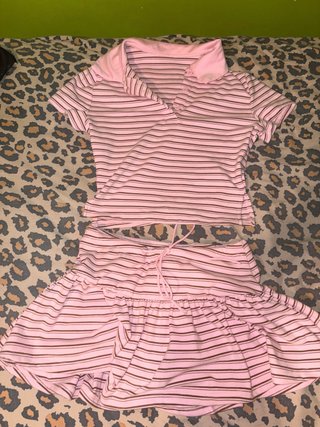 Conjunto Falda y Top Rayas Rosa