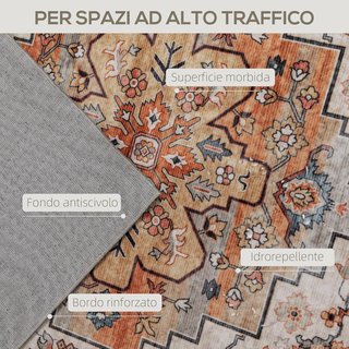 Tappeto Stile Bohémien Antiscivolo e Lavabile, Tappeto per Soggiorno e Camera da Letto con Pelo Corto, 230X160 Cm, Marrone