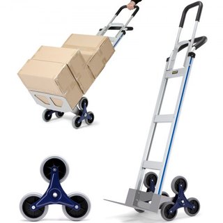 Carro de Escalera, Capacidad de Carga de 249.5 kg, Carretilla de Aluminio con Duales Mangos, Estructura Integrada y Ruedas de Goma Antideslizantes, Escalador Multifuncional para Almacén, Compras, ...