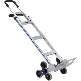 Carro de Escalera, Capacidad de Carga de 249.5 kg, Carretilla de Aluminio con Duales Mangos, Estructura Integrada y Ruedas de Goma Antideslizantes, Escalador Multifuncional para Almacén, Compras, ...