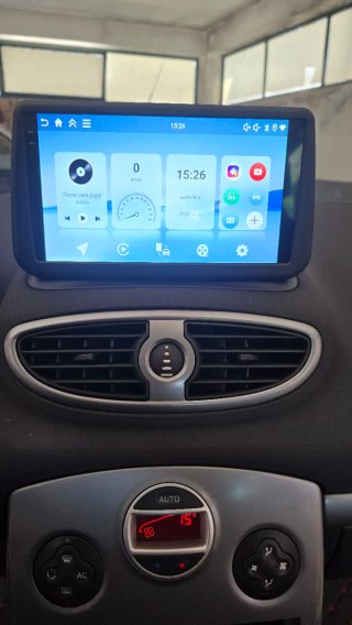 Rádio Clio 3 Android 14 + GPS + Carplay sem fios.