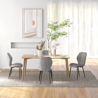 Set di 4 sedie moderne da pranzo, sedie da cucina e soggiorno con rivestimento in flanella e gambe in acciaio, grigio