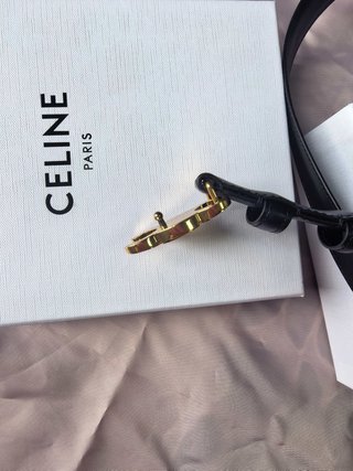 Cintura Celine Nera con Fibbia Dorata Triomphe