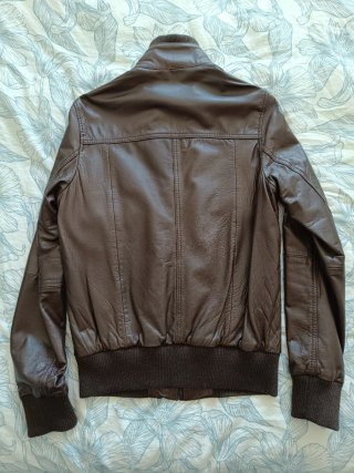 Chaqueta Zara Man Piel Bomber Marrón talla M/S