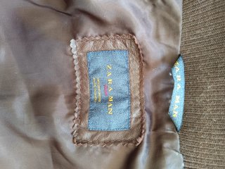 Chaqueta Zara Man Piel Bomber Marrón talla M/S
