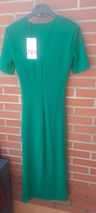 Vestido Zara verde drapeado