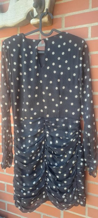 Vestido Zara gasa lunares negro