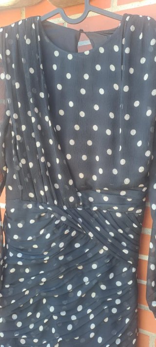 Vestido Zara gasa lunares negro