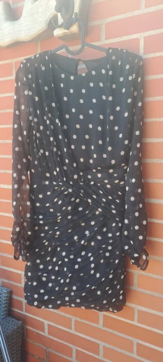 Vestido Zara gasa lunares negro