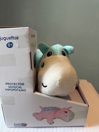 Proyector Musical Hipopótamo Bebé Azul