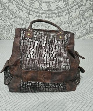 Bolsos Vintage Piel Marrón y Plateado