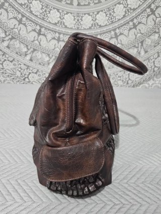 Bolsos Vintage Piel Marrón y Plateado