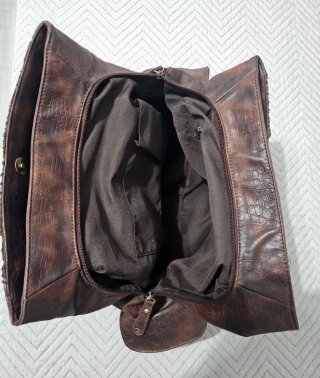 Bolsos Vintage Piel Marrón y Plateado