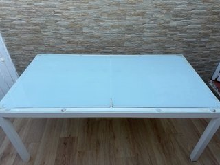 Mesa de jardín cristal y metal