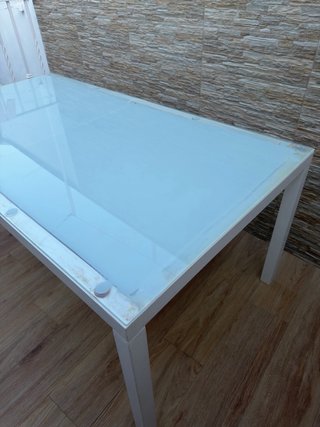 Mesa de jardín cristal y metal