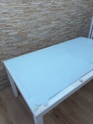 Mesa de jardín cristal y metal