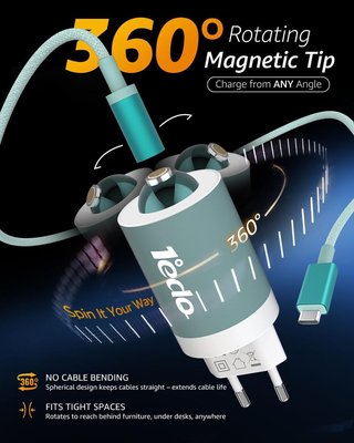 1°EDO Cargador 65W Magnético Rotativo Azul
