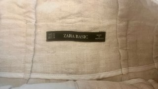 Pantalones Zara Beige Pierna Ancha Tiro Alto