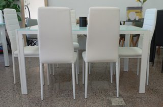 ·Mesa ·Comedor + "6 Sillas" ·Blancas. ¡ECONÓMICA!