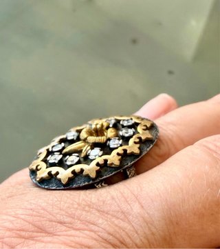 Anello Argento 925 Vittoriano Oro Zirconi