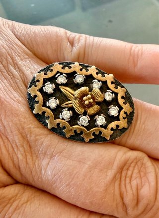 Anello Argento 925 Vittoriano Oro Zirconi