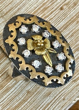 Anello Argento 925 Vittoriano Oro Zirconi