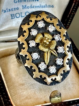 Anello Argento 925 Vittoriano Oro Zirconi